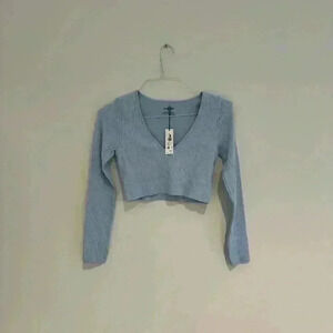 Garage Long Sleeve Crop Top Light Blue Medium New With Tags
